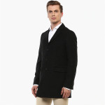 Men Black Single-Breasted Self Design Casual Coat