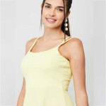 Women Solid A-line Sleeveless Skater Dress