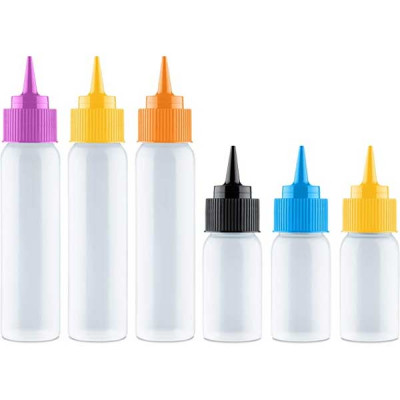 Writer Bottles - 6 Easy Squeeze Applicator Bottles - 3 each (1 and 2 Ounce) - Cookie Cutters and Cake Decorating, Food Coloring and Royal Icing Suppli