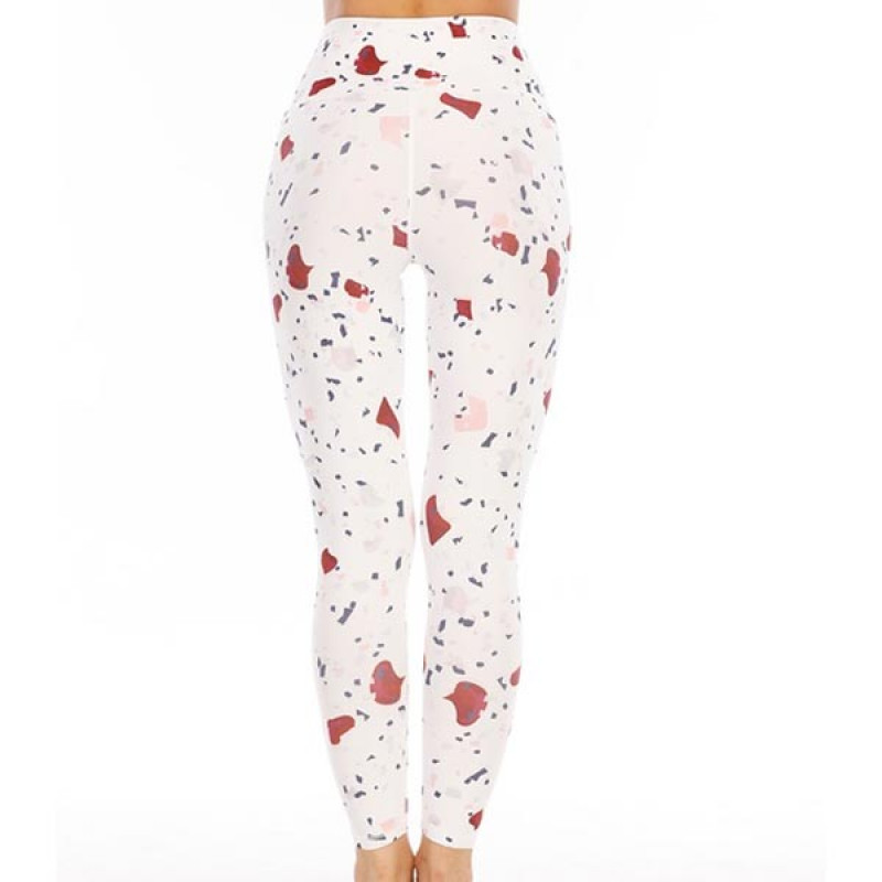 Women White & Red Geometric Print Leggings